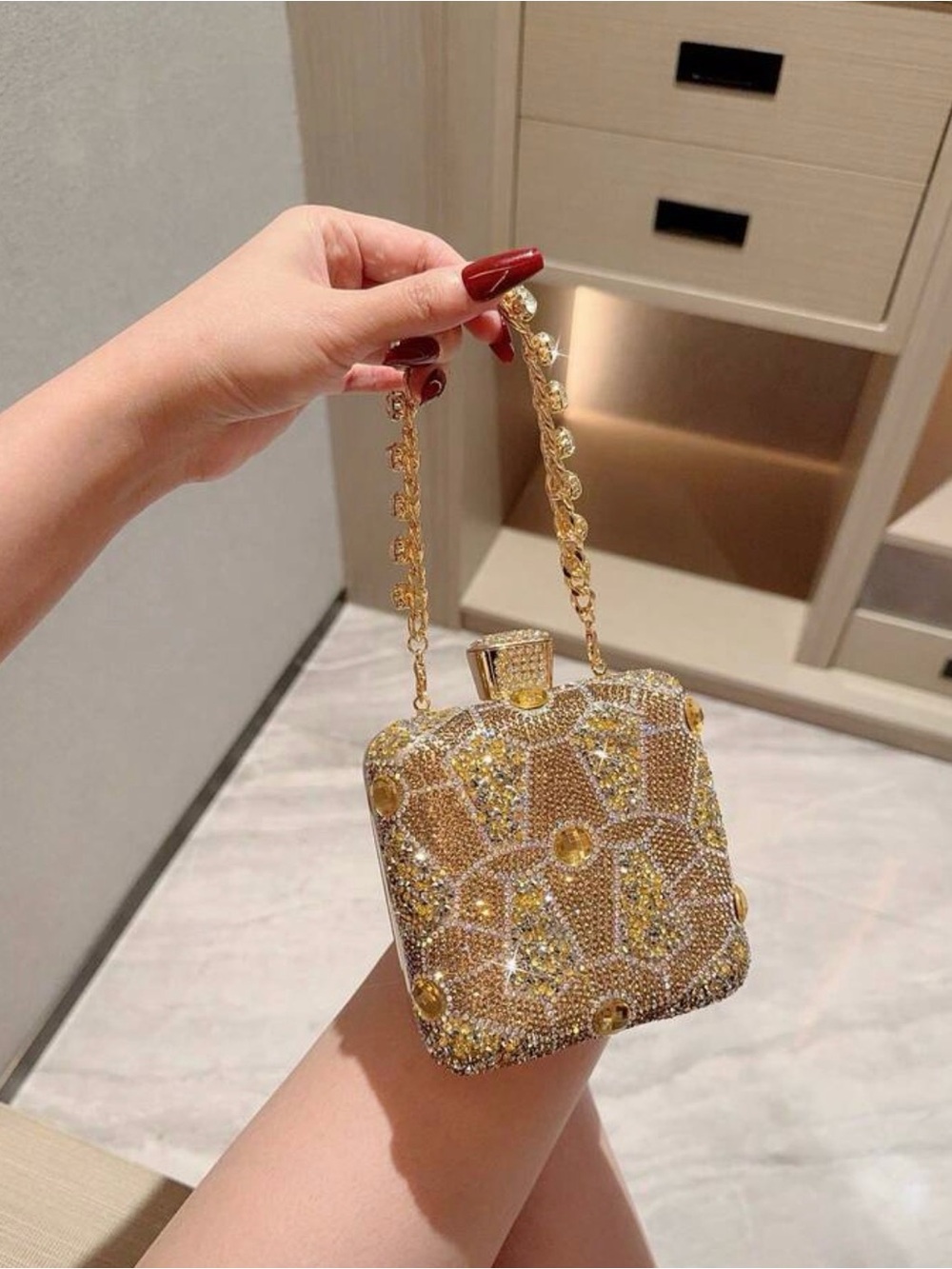 Gold Jeweled Evening Clutch Bag - NWT